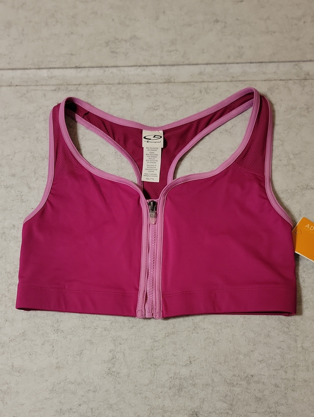 NWT C9 Champion Pink Zip Front Sports Bra Power Core Compression XXL